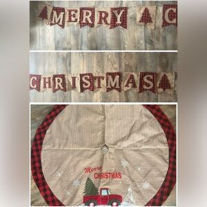 Christmas Tree Skirt 47” Burlap Hobby Lobby + Banner